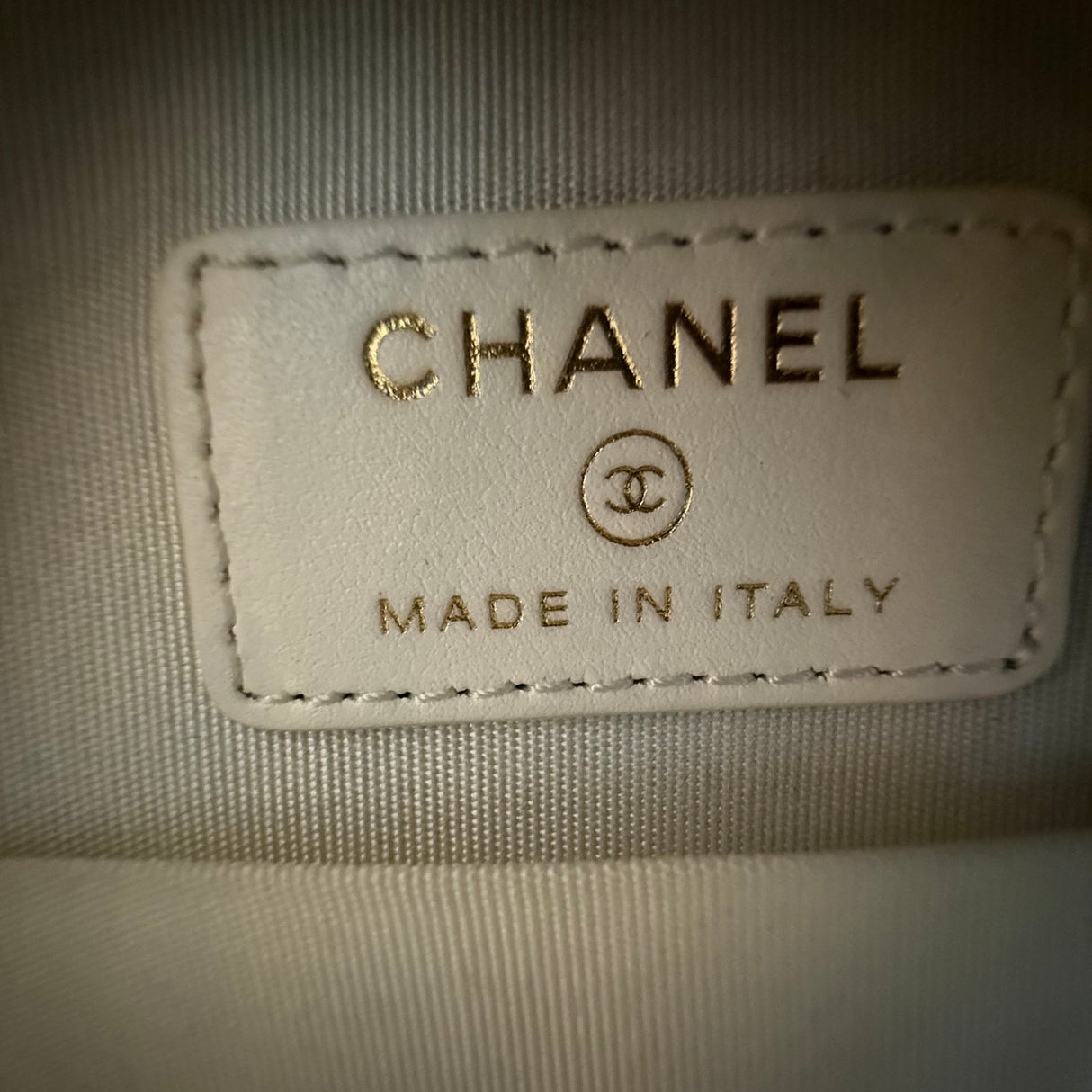 Chanel authentic mini round handbag white caviar leather and crossbody chain