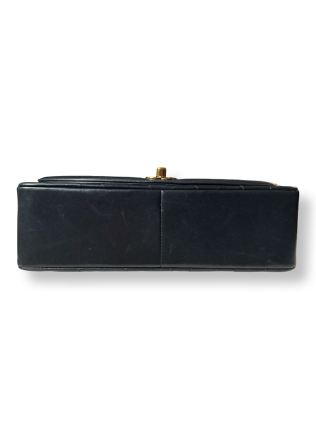 Vintage 90s Chanel Authentic Diana Flap bag medium Black Lambskin 24k Gold Hardware