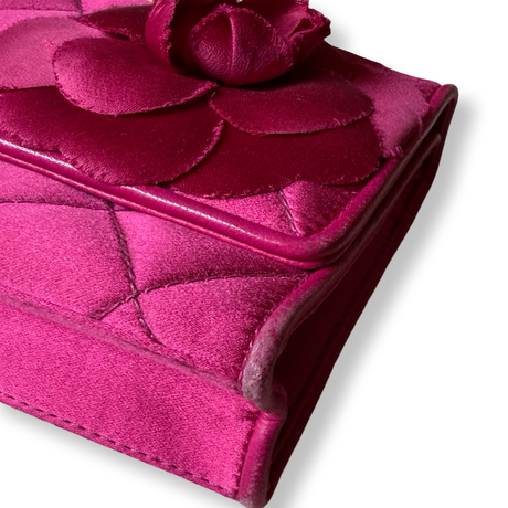Chanel Vintage Satin Camellia Mini Flap AUTHENTIC