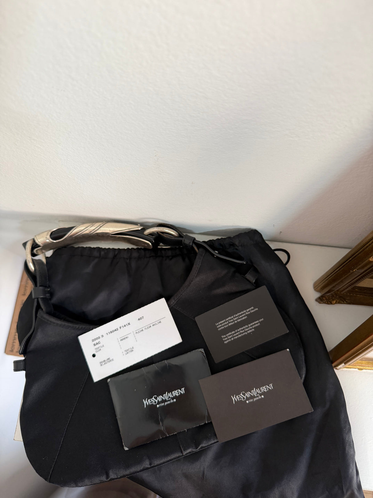 Tom Ford Era Archival Yves Saint Laurent Black Satin Mombasa Bag