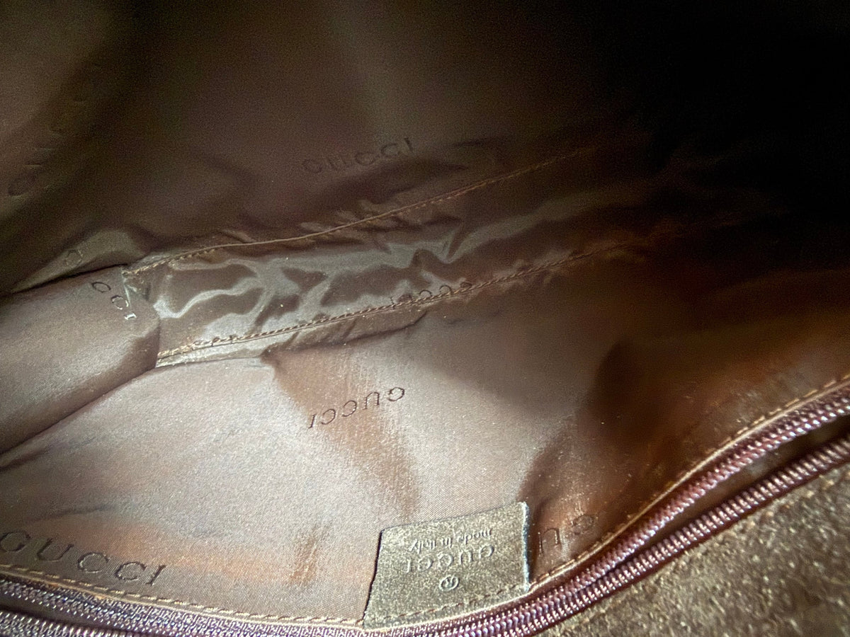 Gucci Vintage Suede Bamboo Flap Bag