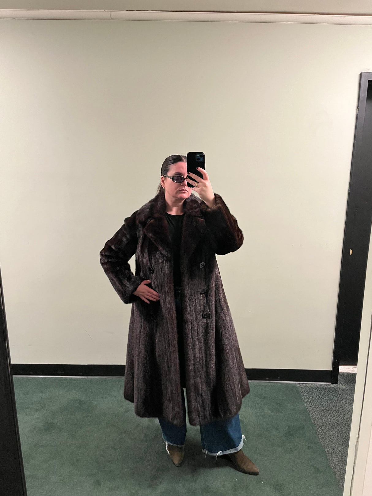 Luxurious Vintage Chocolate Full Length Mink with Button Details