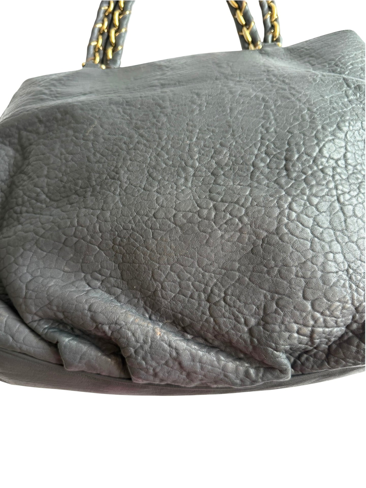 Fendi grey pebbled leather Mia tote bag