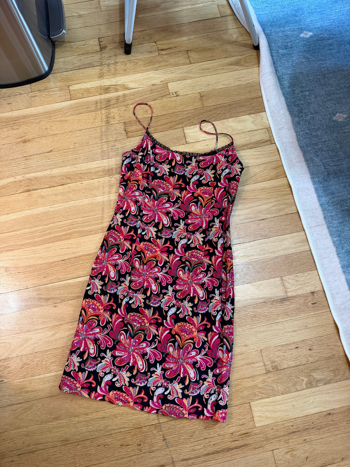 100% silk bedazzled y2k mini dress TUV #32167