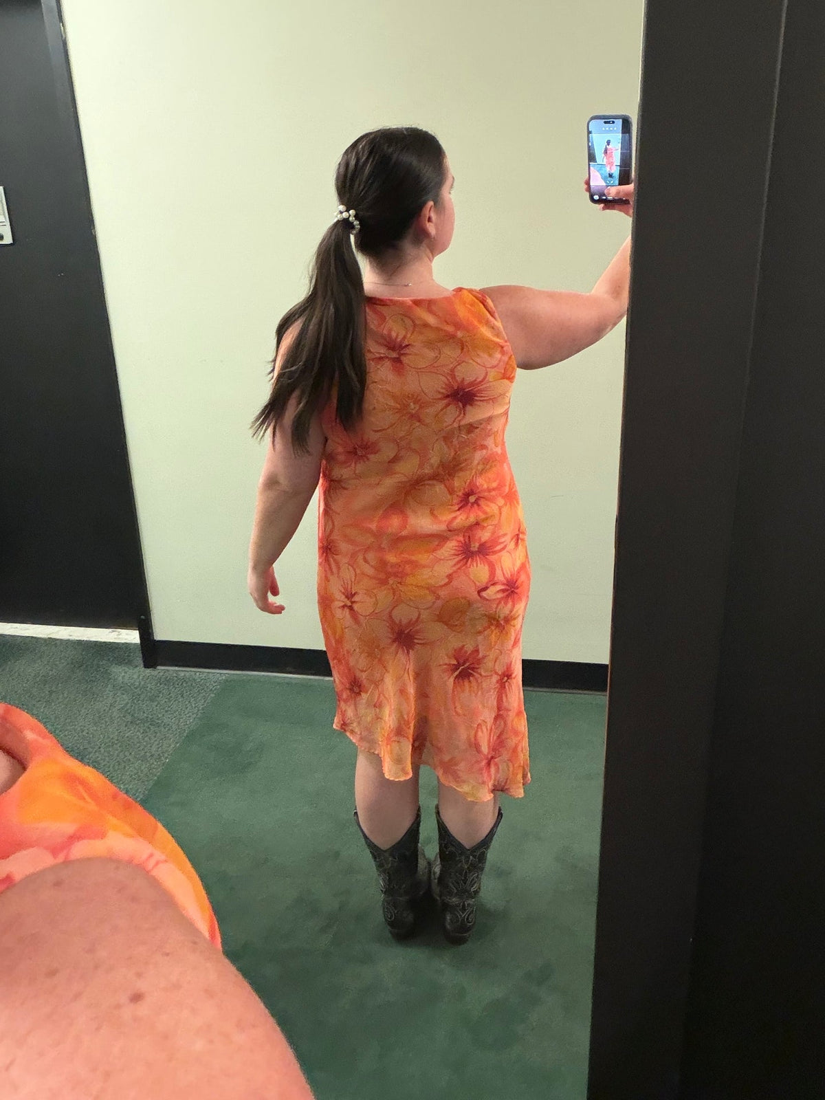 Orange bias cut dress - sku TUV #2444