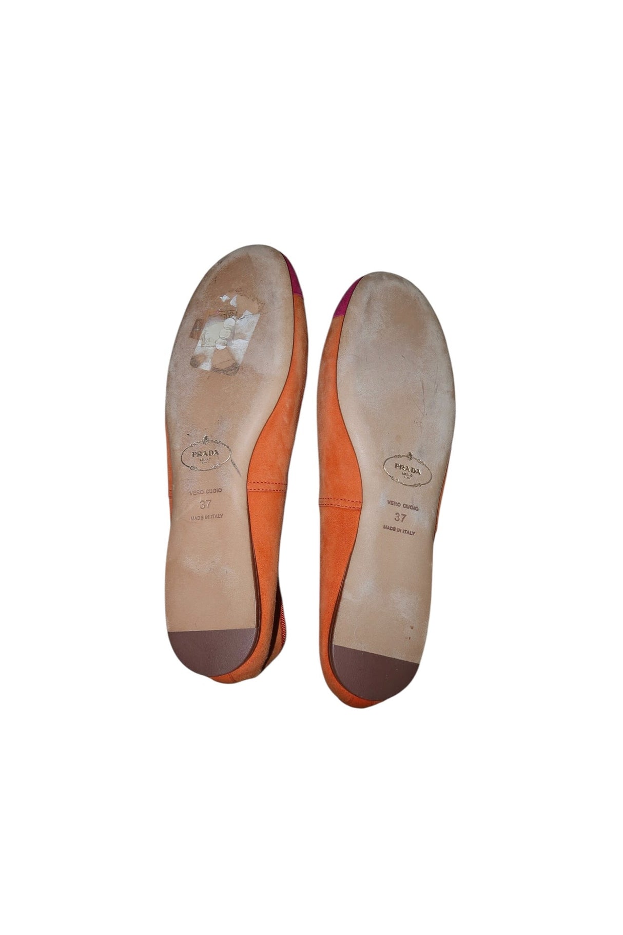 Prada orange and pink ballerina flats with bows (37)
