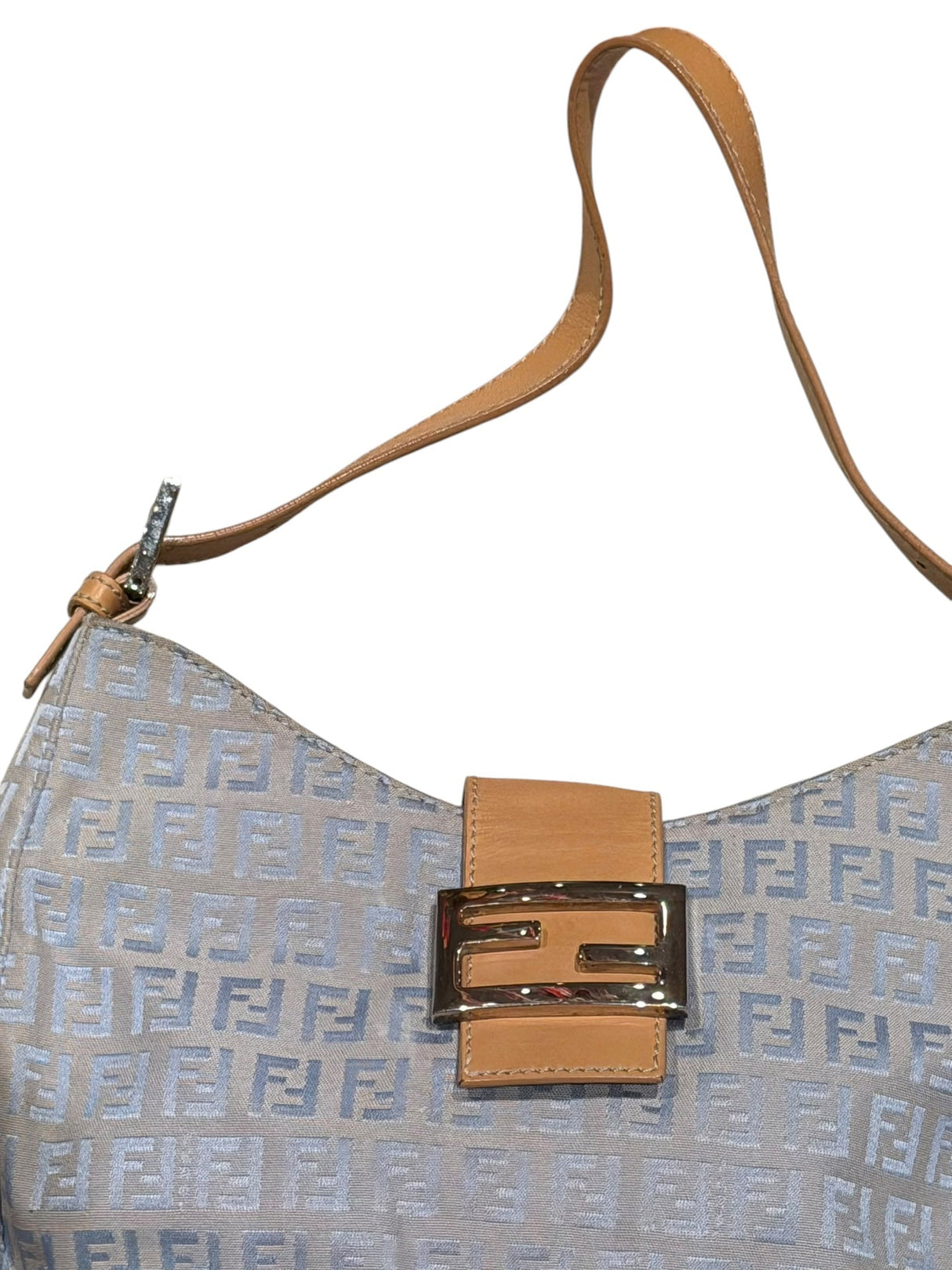 Fendi zucchino blue and beige shoulder bag