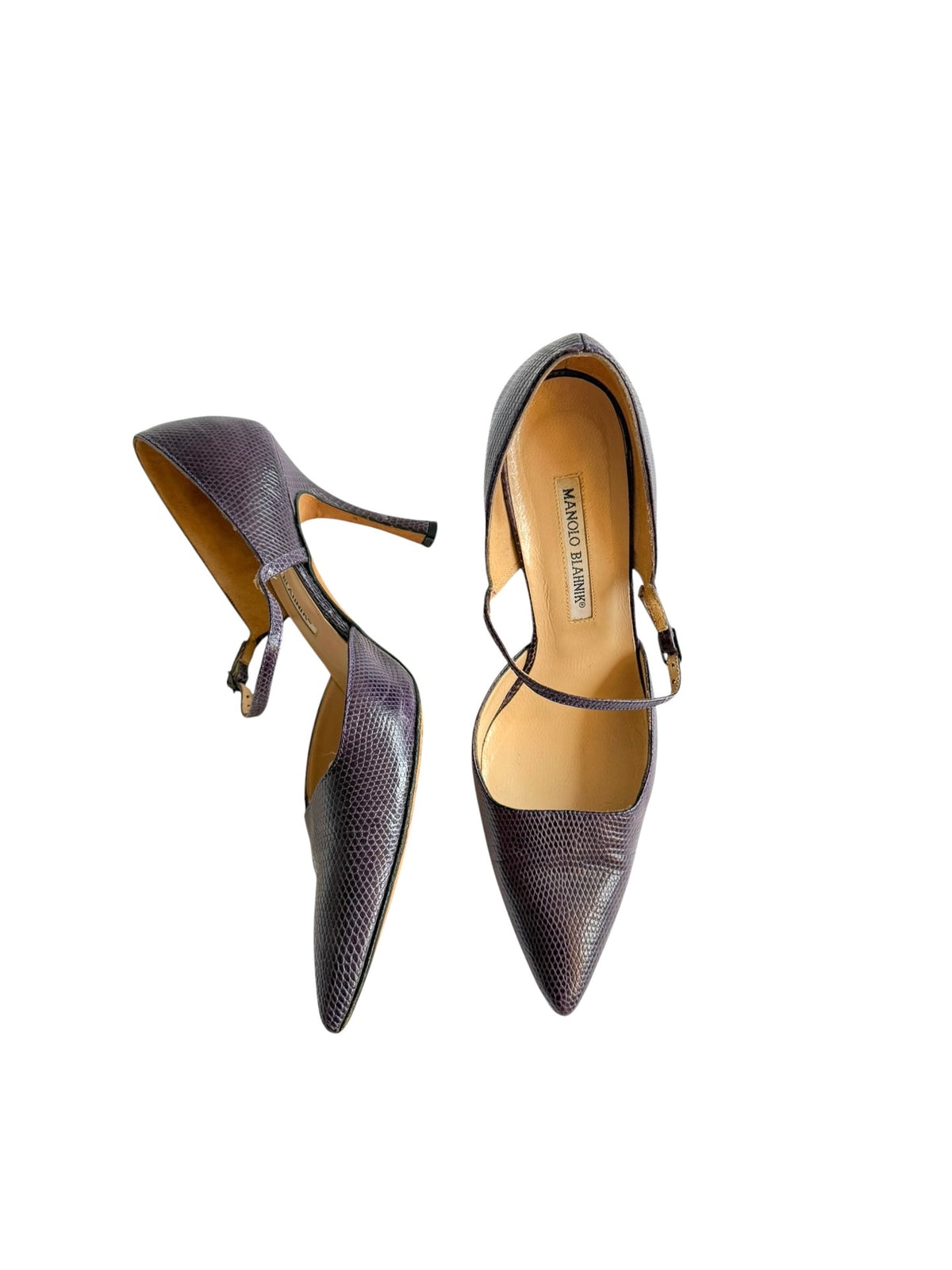 Manolo Blahnik purple lizard leather heels (38.5)