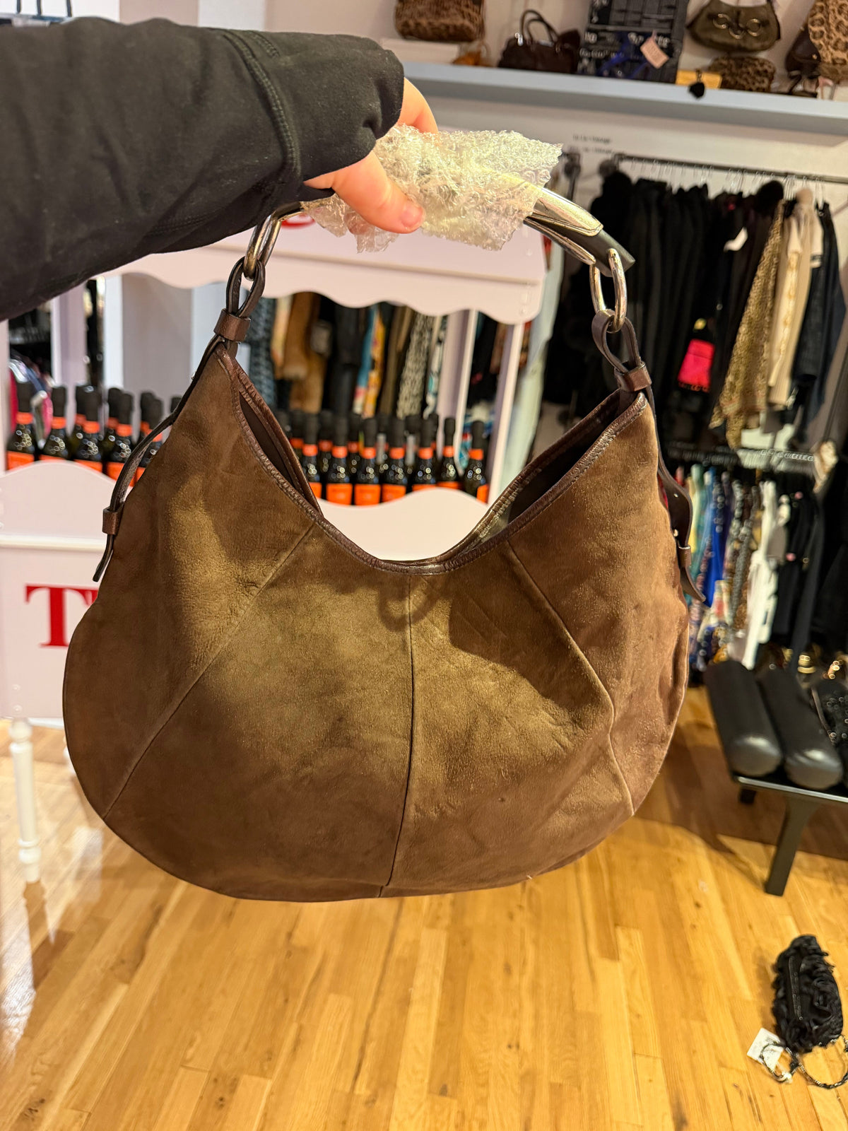 Brown Suede YSL Mombasa Purse - Y2K - TUV #321789