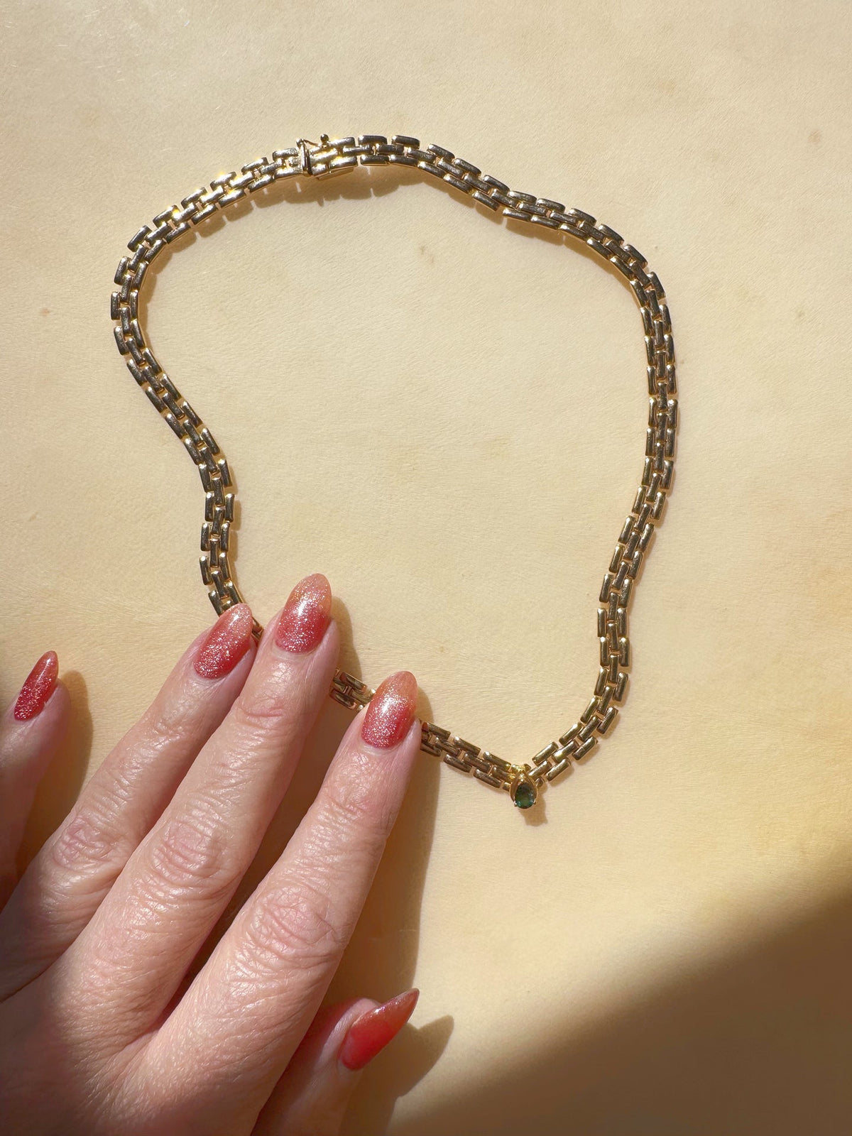 14K Gold Panther Necklace with Tourmaline