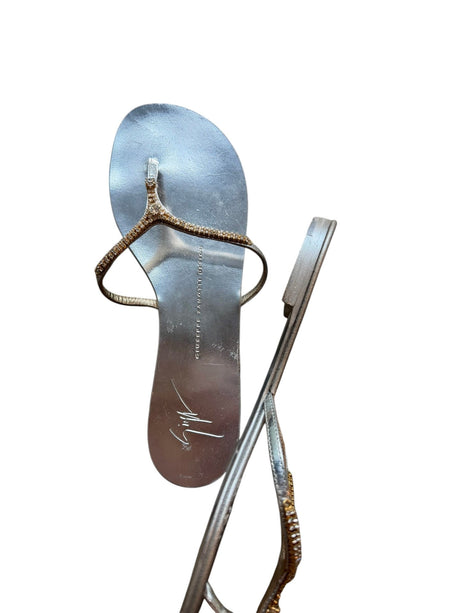 Giuseppe Zanotti silver sandals with crystal embellishments (37.5)