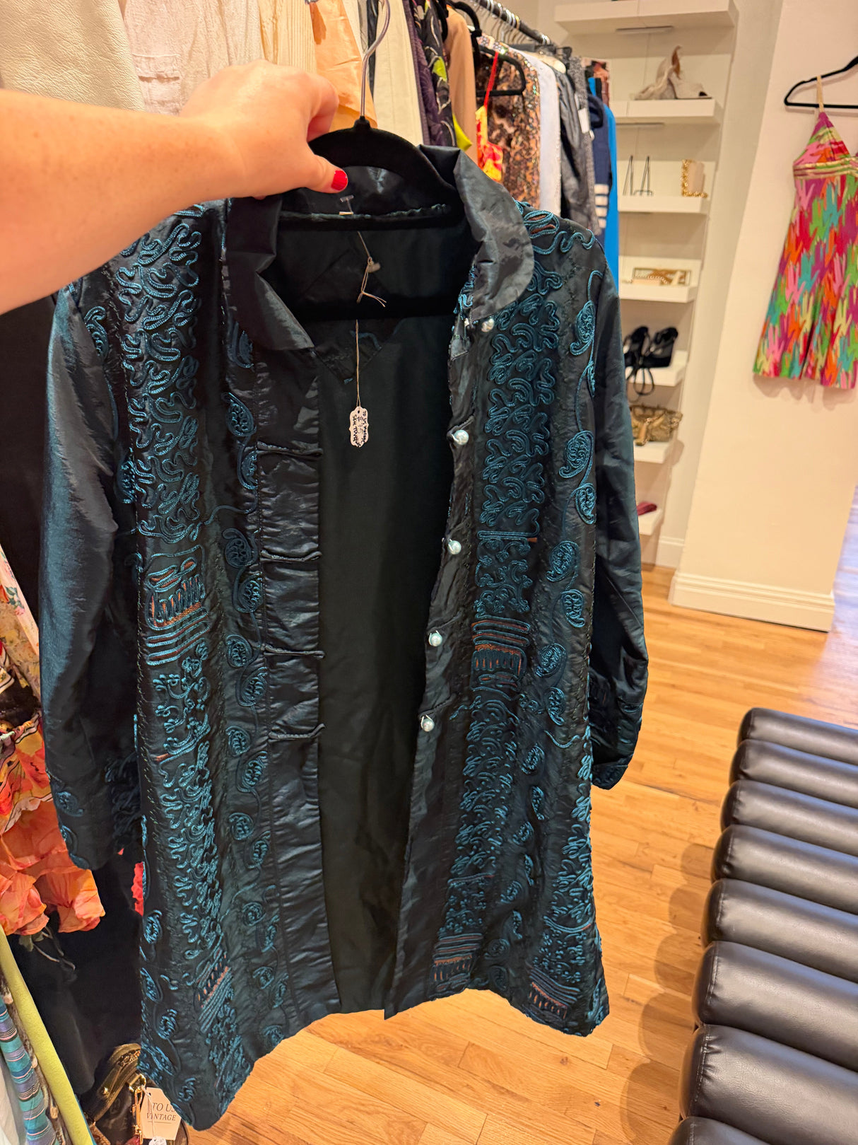 Green/turquoise Asian tang style jacket TUV #605