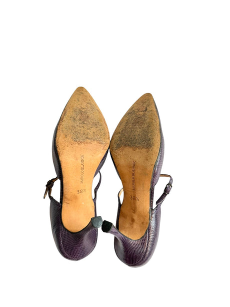 Manolo Blahnik purple lizard leather heels (38.5)