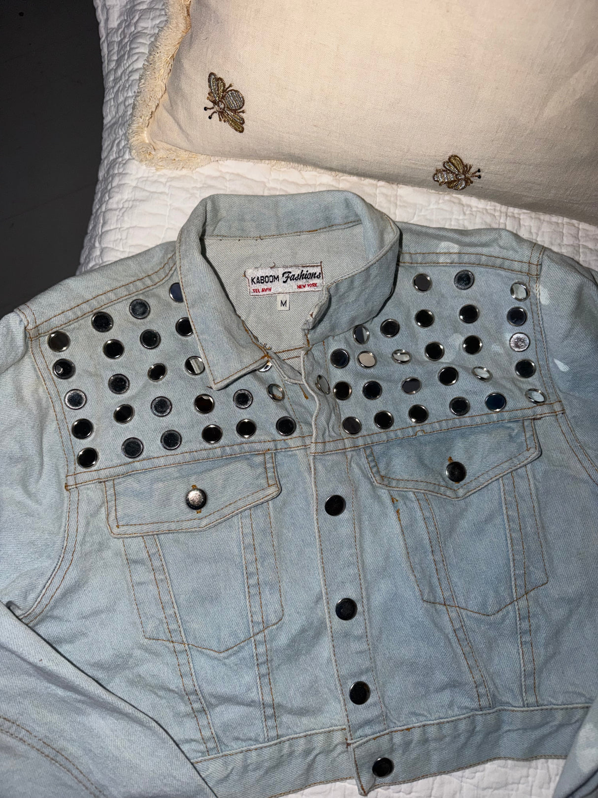 Y2K denim mirrored jean jacket set - sku tuv #32345