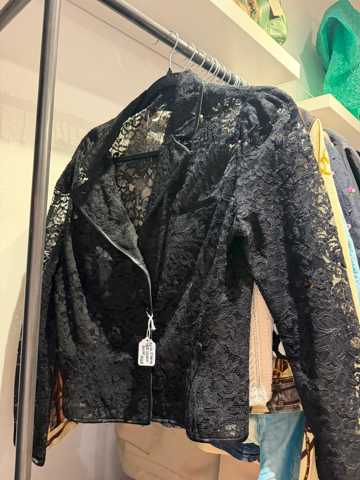 Lace jacket shirt black - tuv #3333