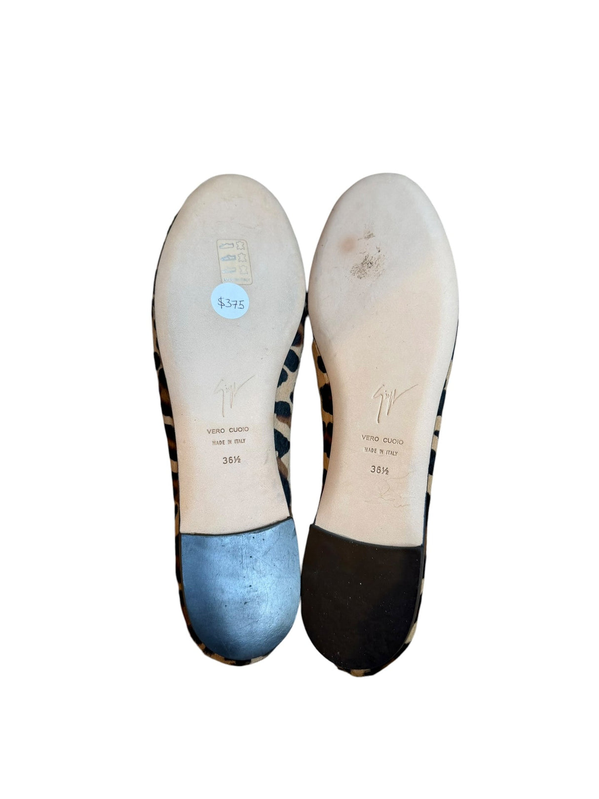 Giuseppe Zanotti ponyhair leopard ballet flats with skull detail (36.5)