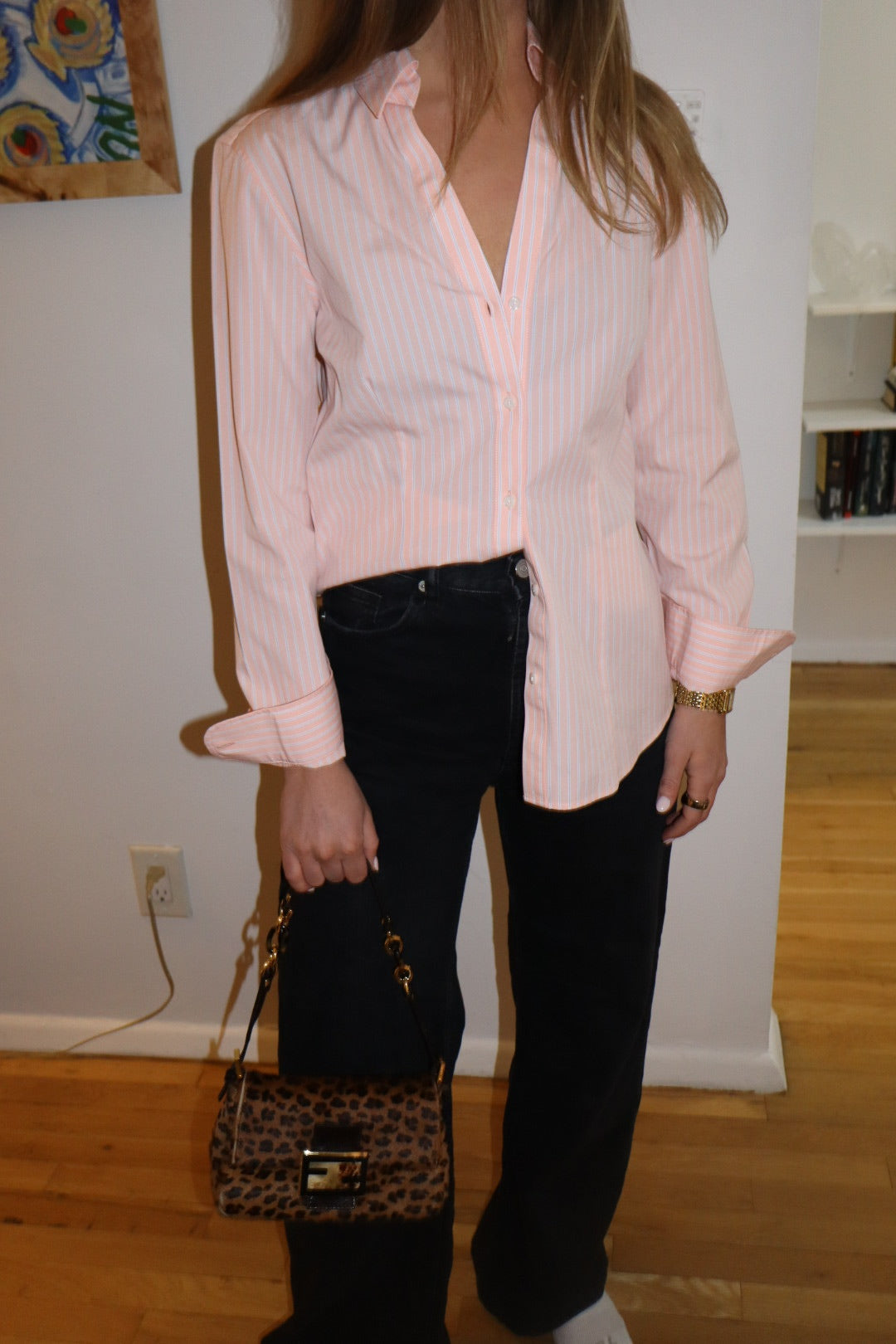 Brooks Brothers Sample button down pink pin stripe - size 6