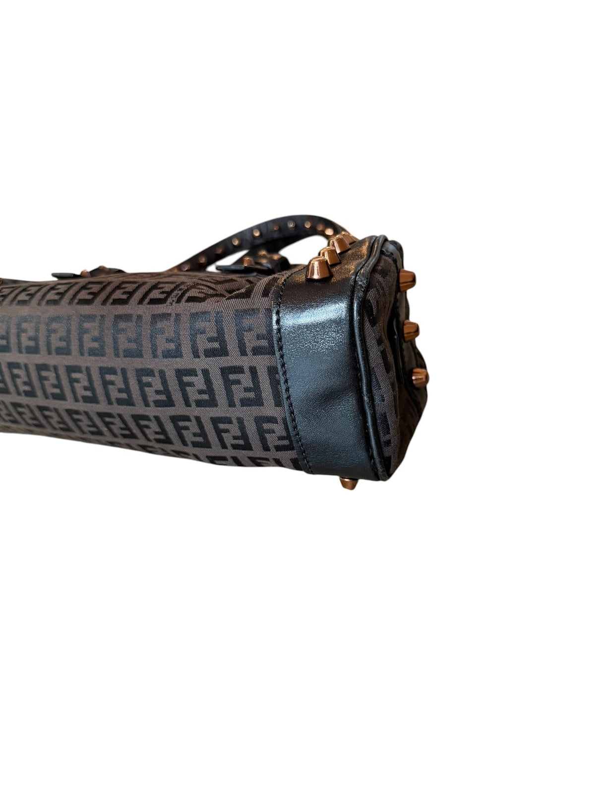 Fendi monogram barrel bag with gold studs