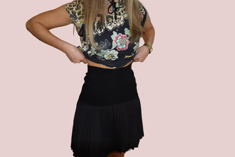 Thierry Mugler black pleated mini skirt size 42