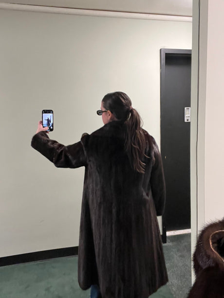 Luxurious Vintage Chocolate Full Length Mink with Button Details