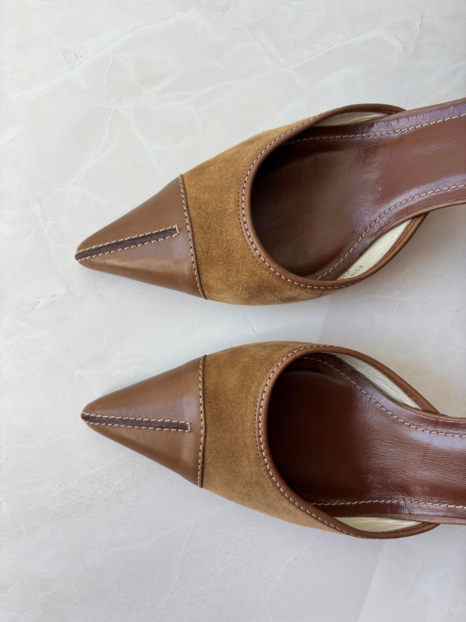 Coach US 10 Brown Suede Leather D'Orsay Pointed Toe Pump