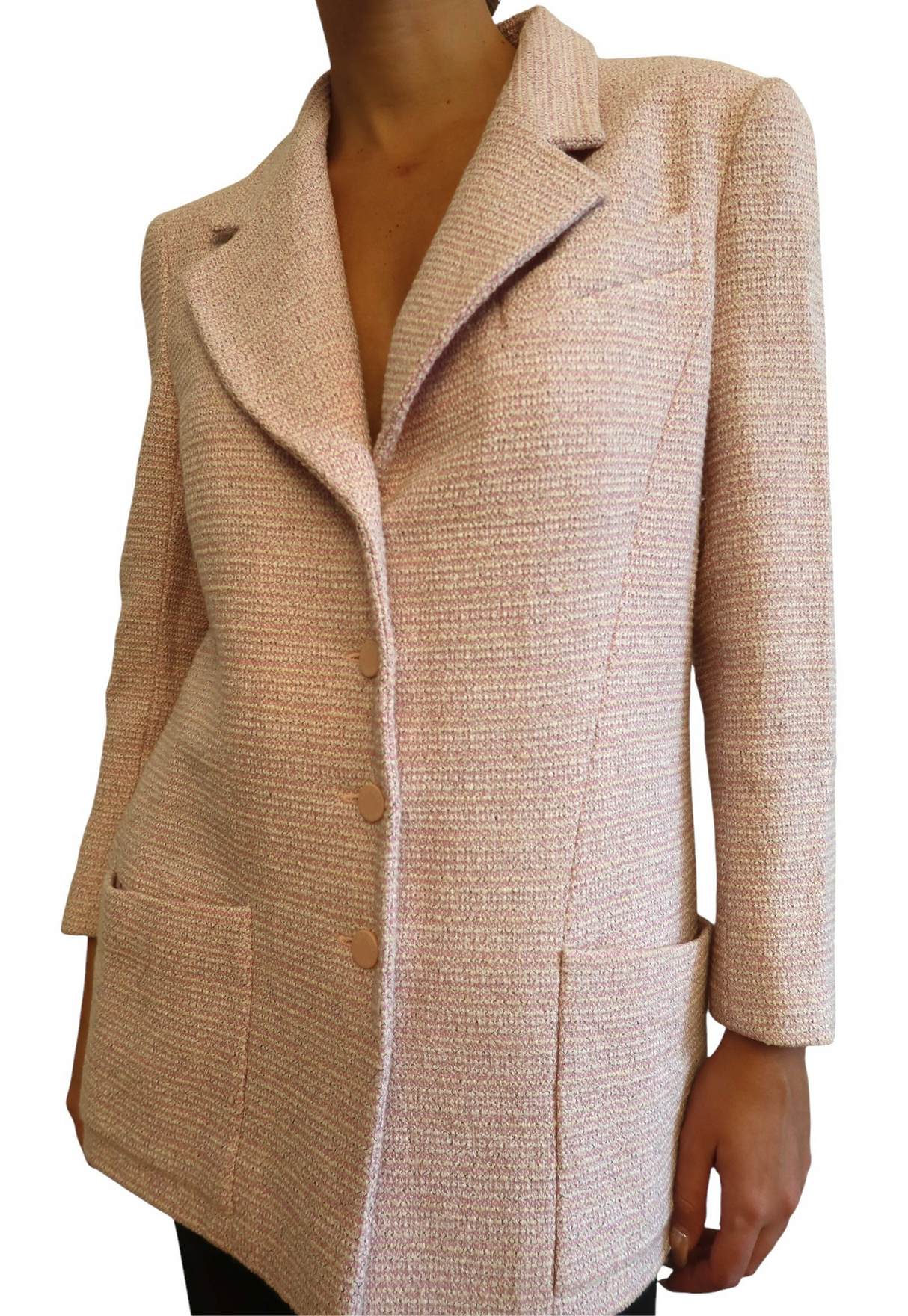 Chanel 2003 pink tweed jacket with pink buttons size 44