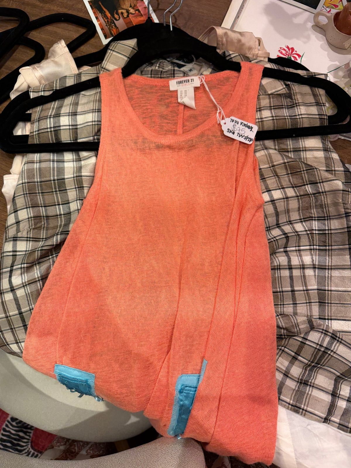 Upcycled orange champagne tank - handmade