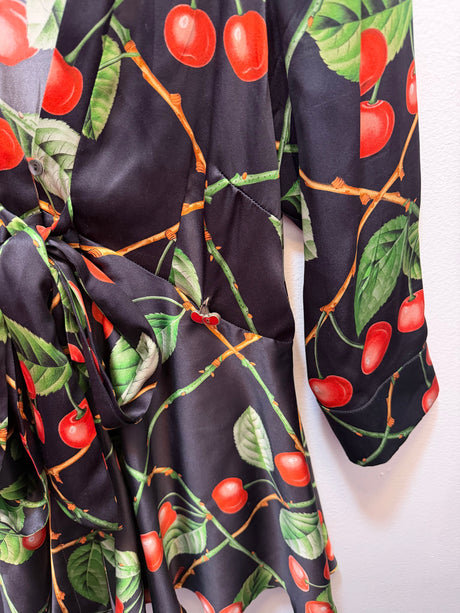 Vintage John Galliano Black Silk Blouse with Cherry Details - Fall/Winter 2003 - size small