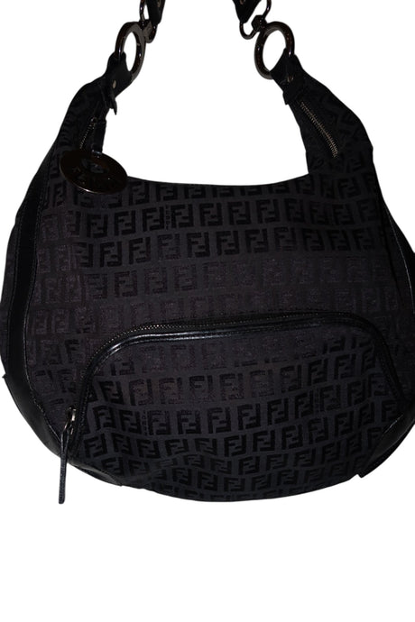 Fendi black half moon hobo bag