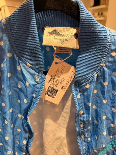 Blue polka dot apres ski jacket TUV #22125