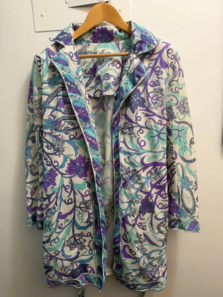 Vintage 1960s/70s Emilio Pucci for Formfit Rogers Blue and Purple Mini Dress and Matching Robe size Small