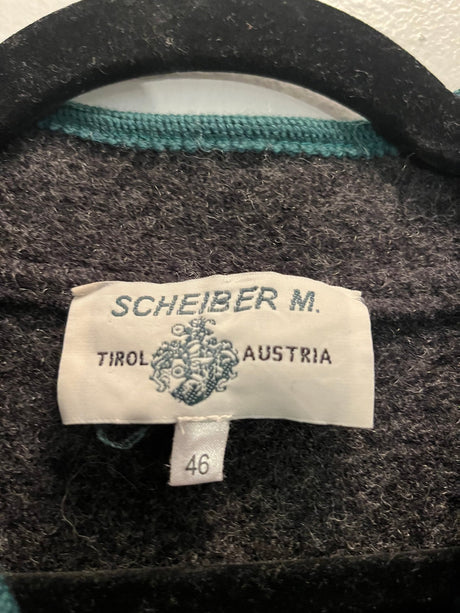 Vintage Gray Scheiber M Austria Tyrol Boiled Wool Jacket Loden Trachten Blazer Sigi Size 46