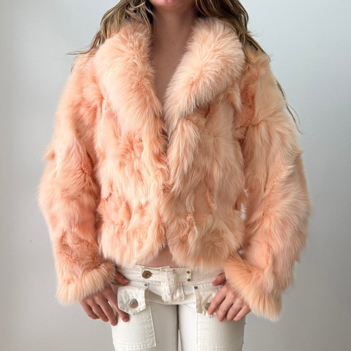 Peach Fox Fur Coat