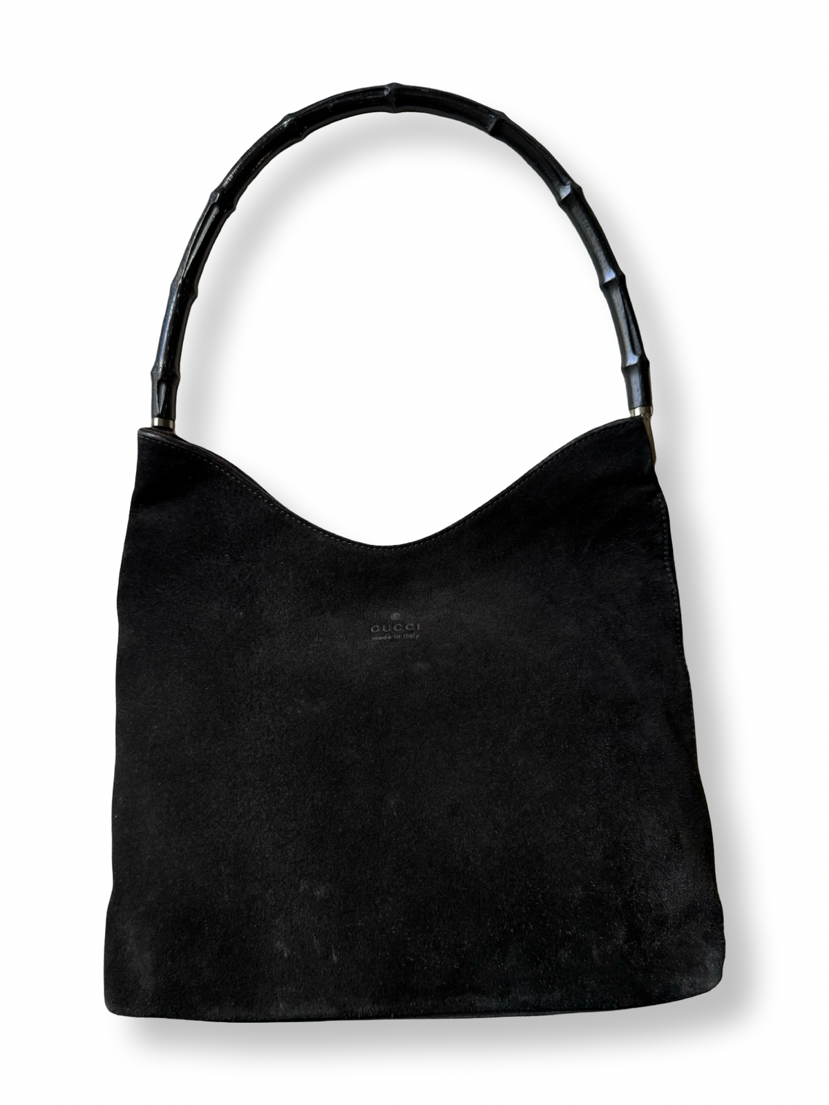 Gucci Vintage Bamboo Suede Hobo Shoulder Black authentic Tom Ford Era Gucci 90s 2000s