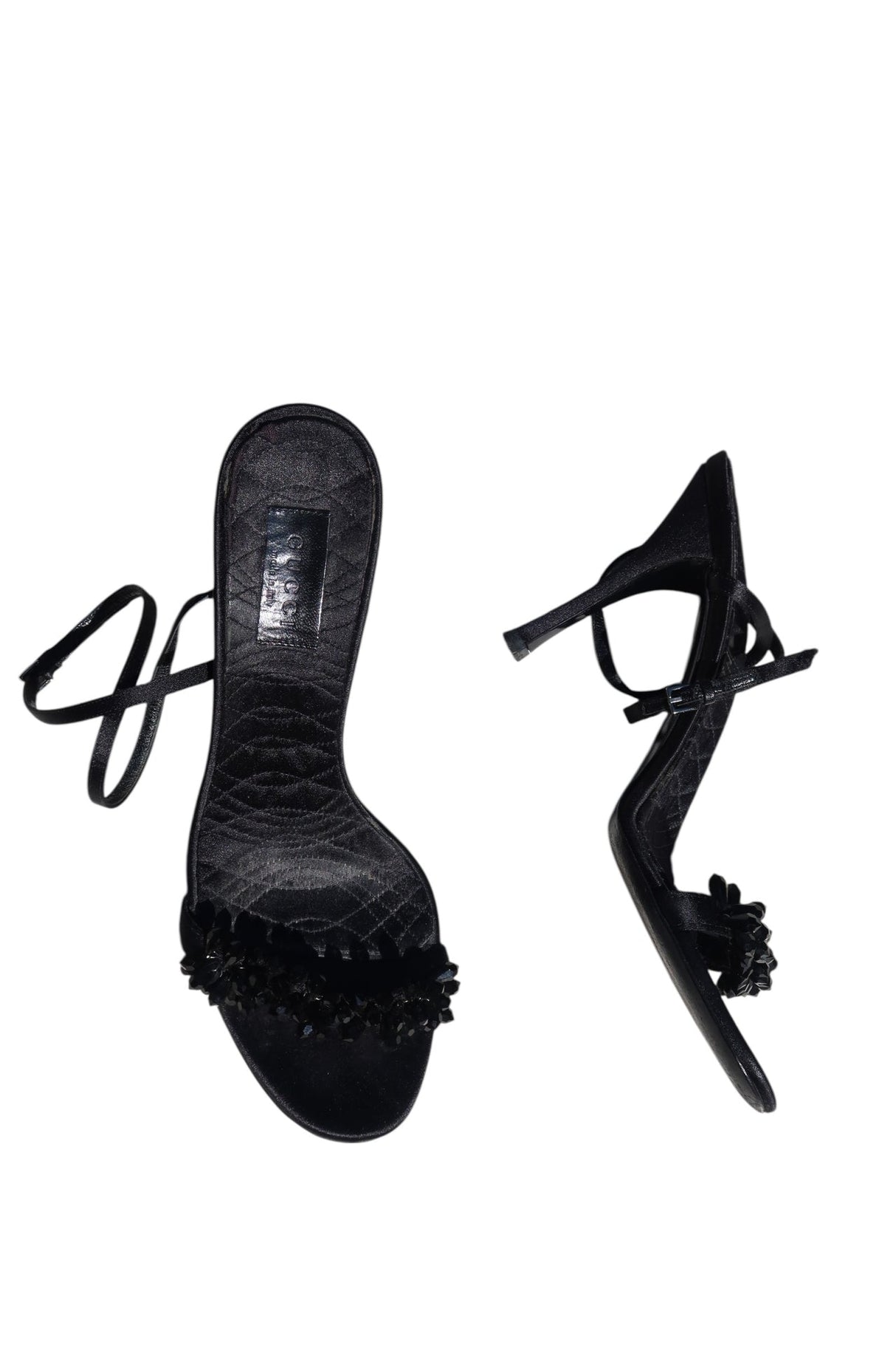 Gucci black heels with beaded jewels detail (38.5 C)