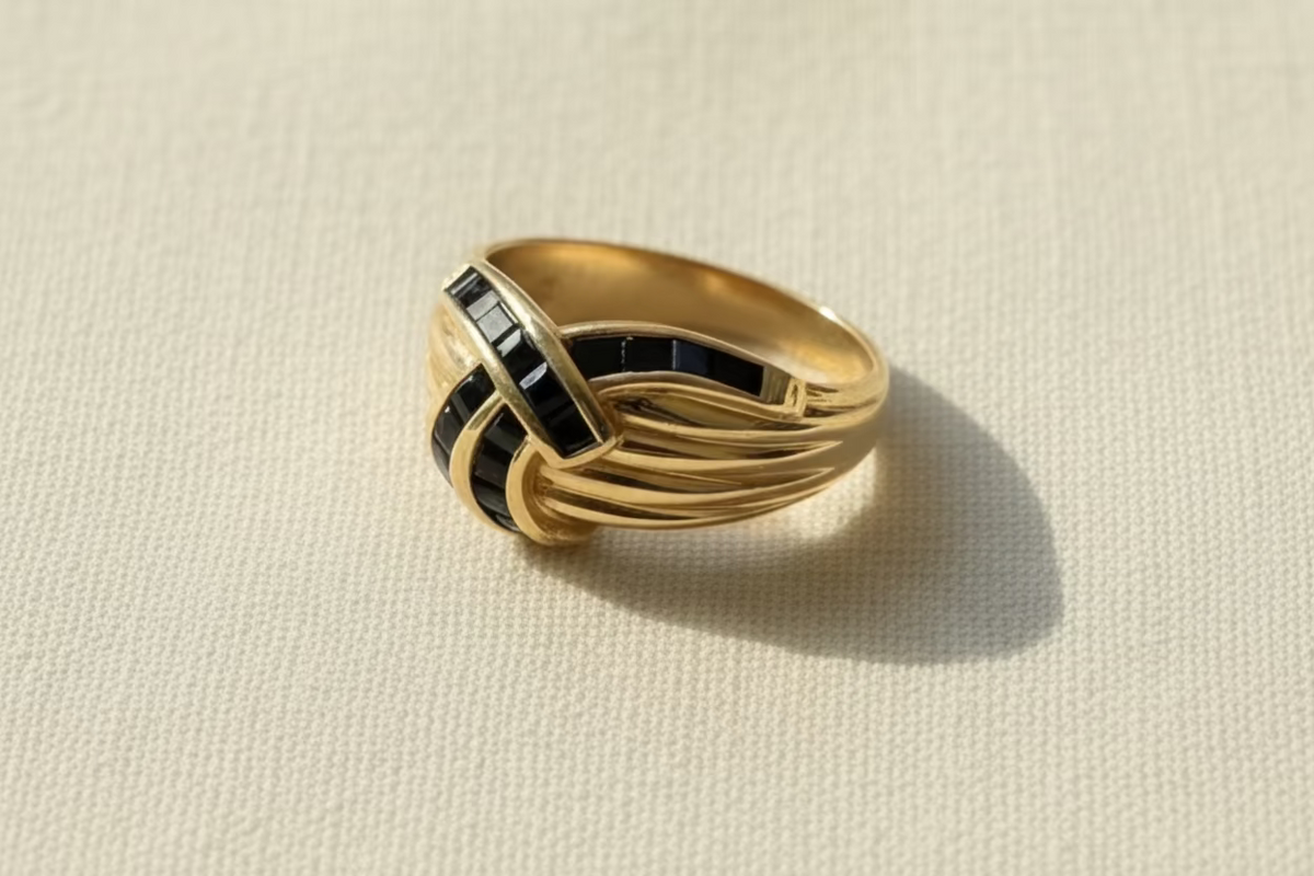 14K Gold and Sapphire Bypass Ring