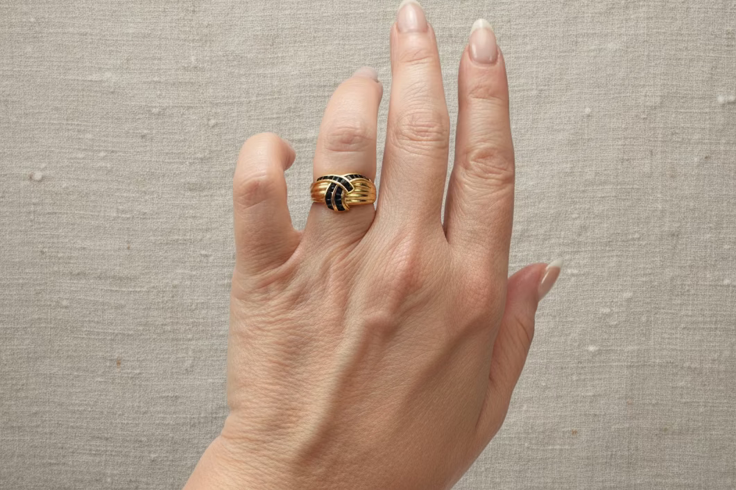 14K Gold and Sapphire Bypass Ring