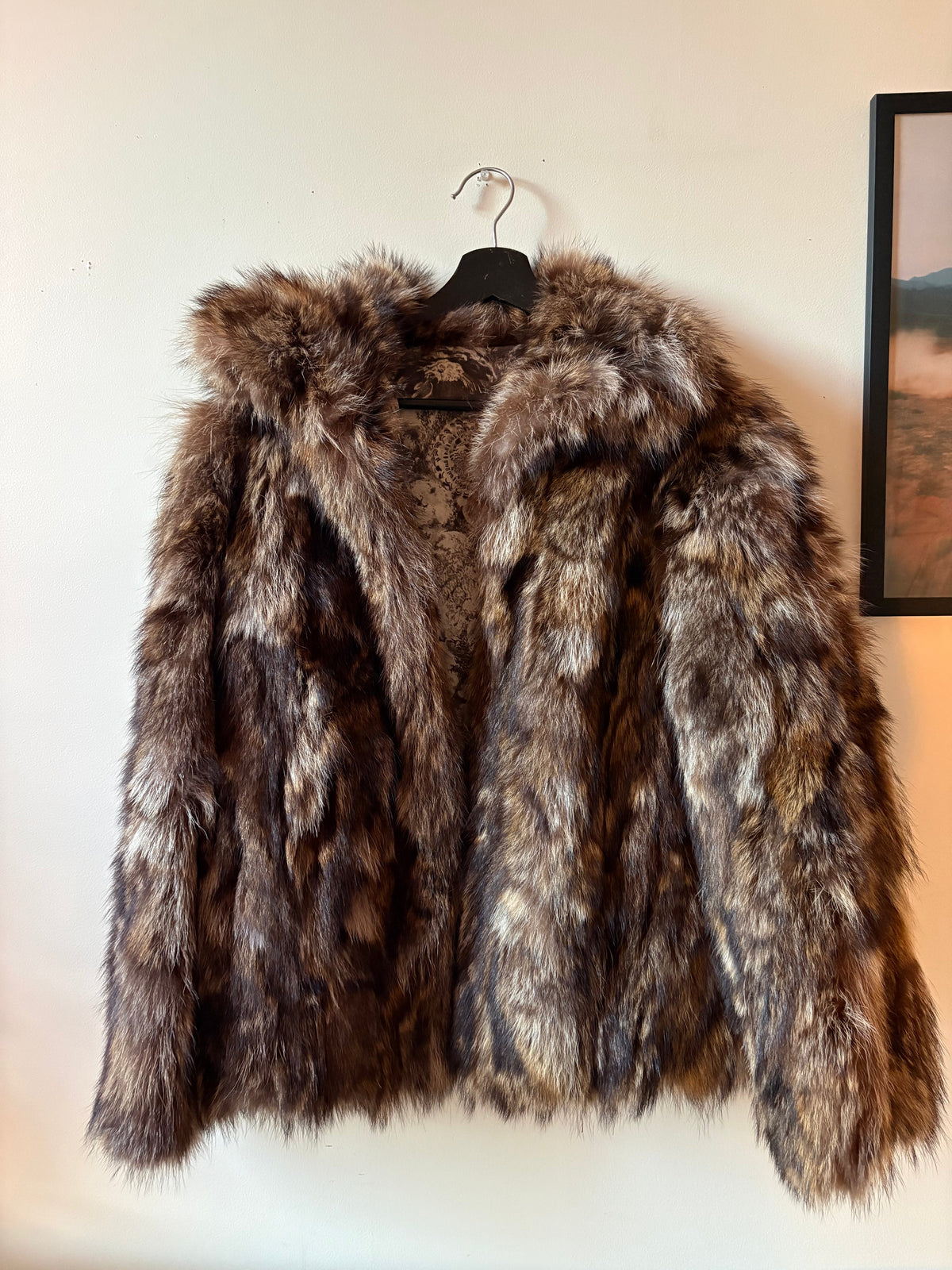 Brown real fur coat