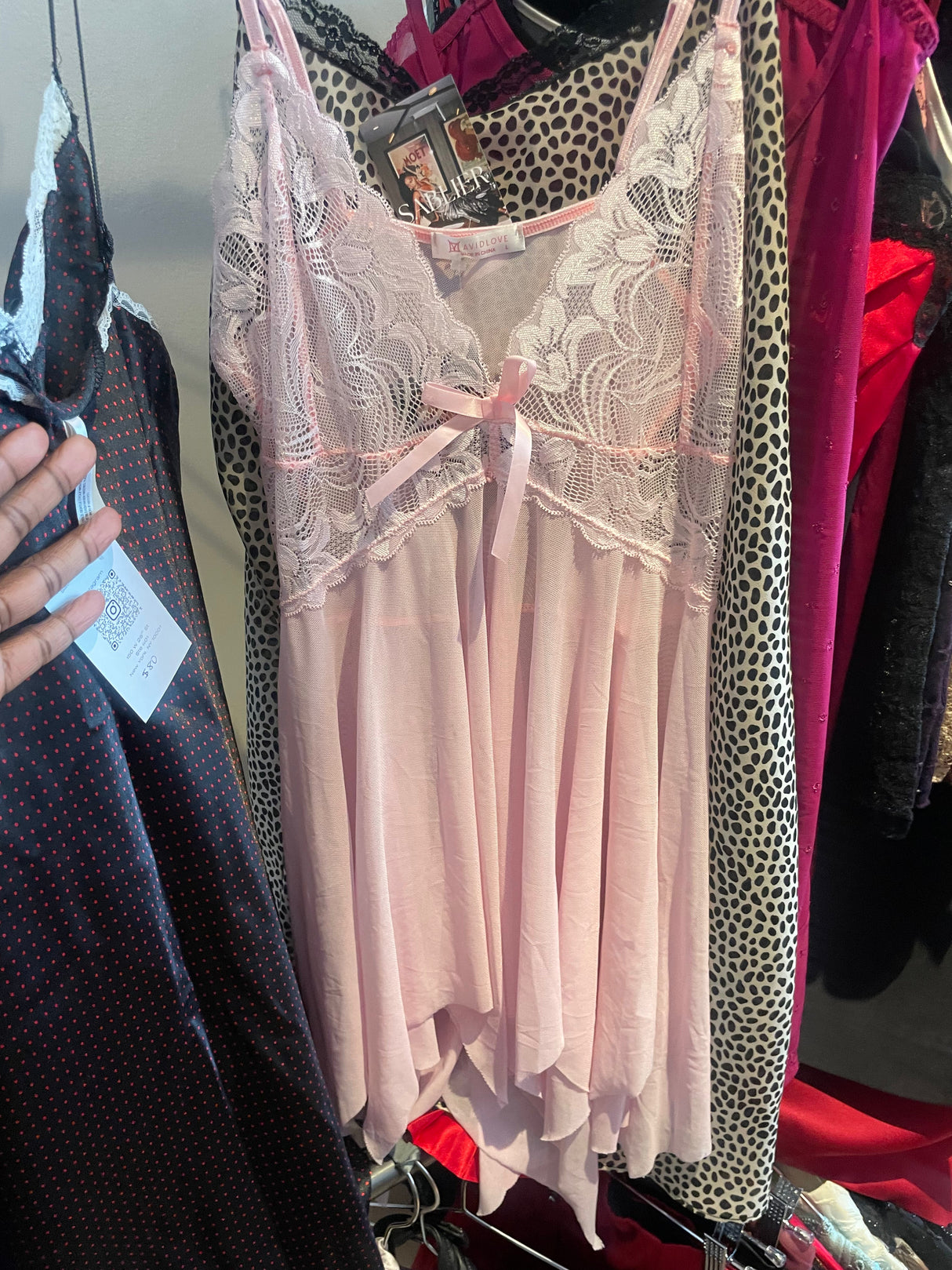 Pink lace slip