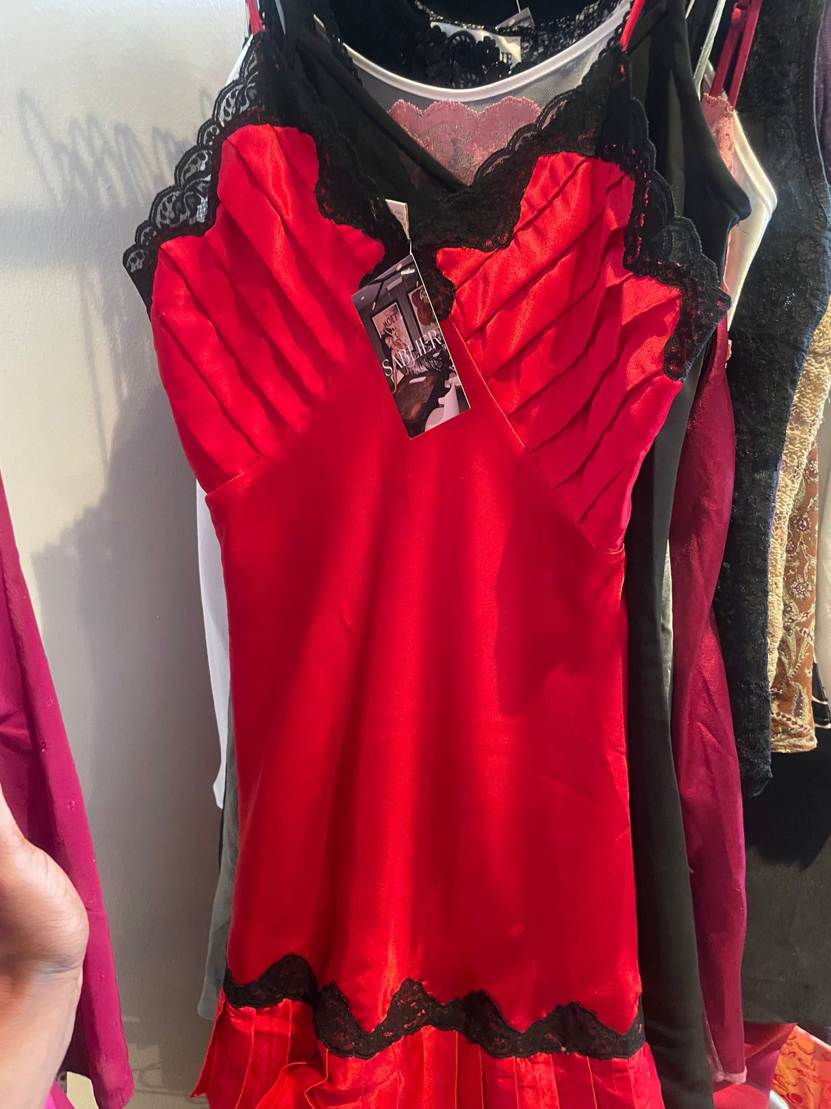 Red & black slip dress