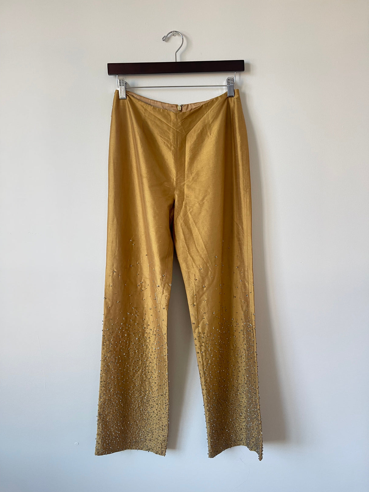 Gold beaded silk pants