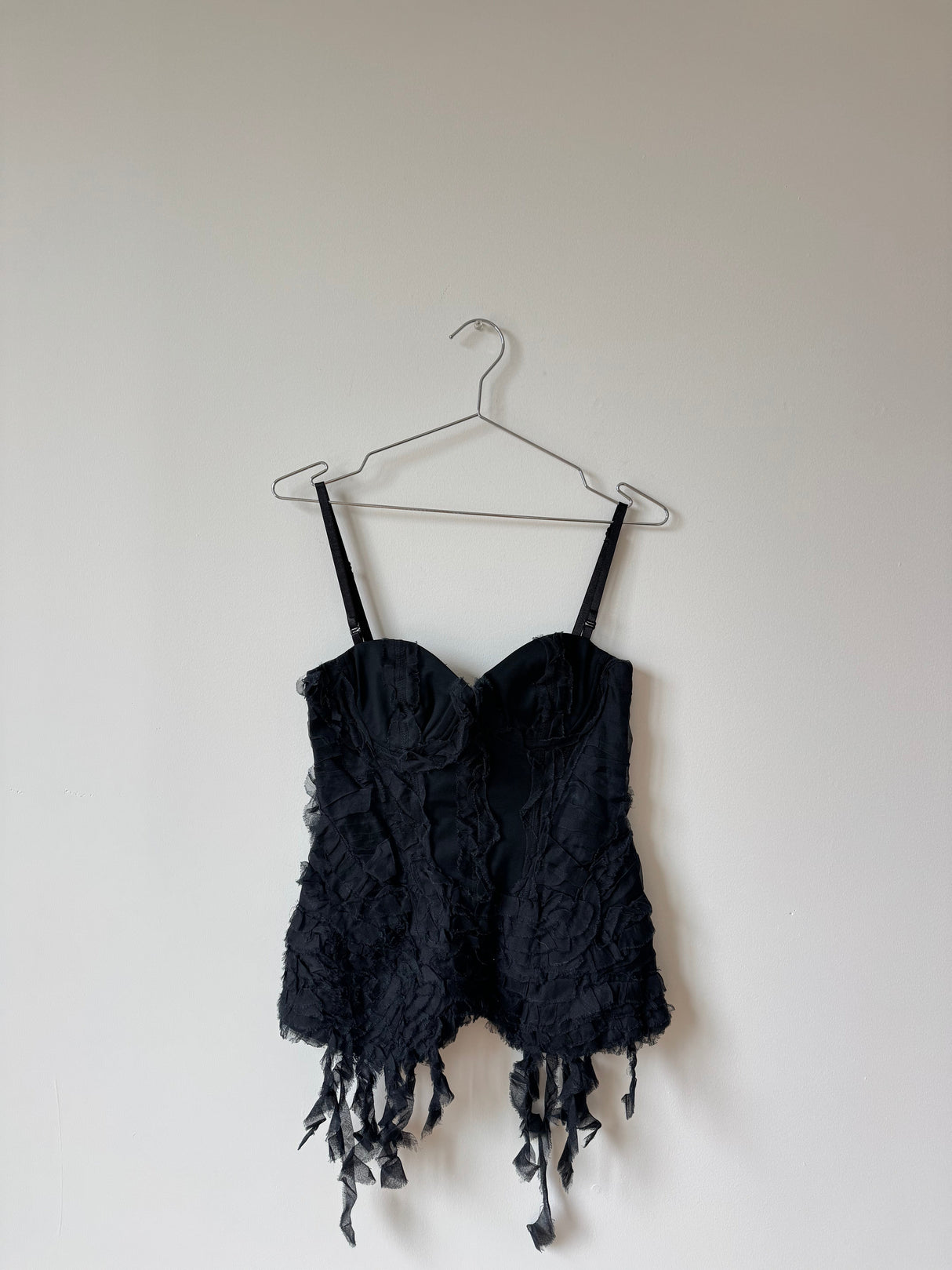 Black ruffled corset top 