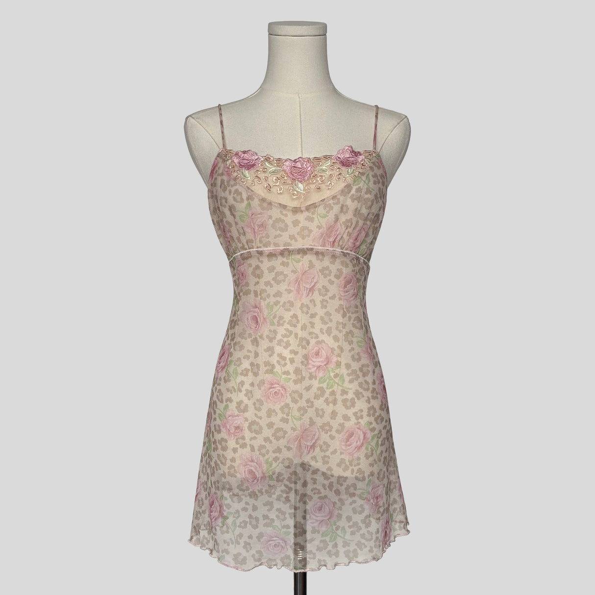 Leopard print embroidered slip