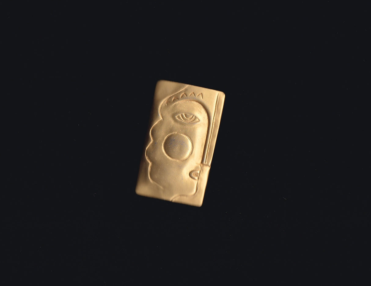 Gold Rectangle Face Pin