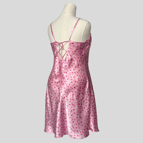 Floral lace up slip dress in pink