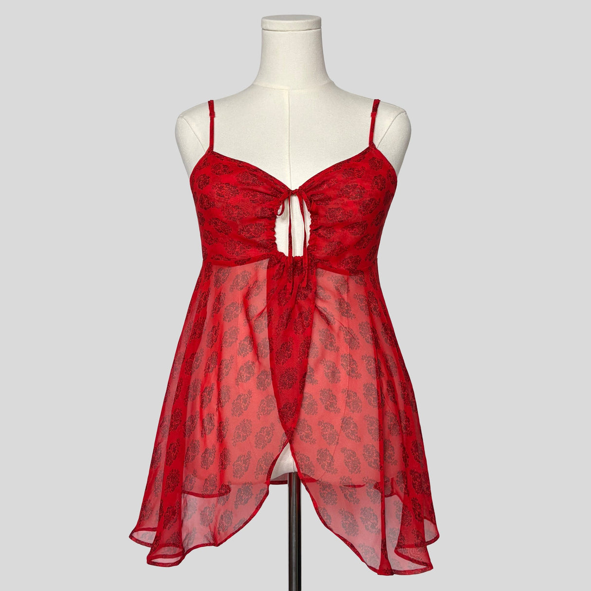 Ornate sheer keyhole split front babydoll