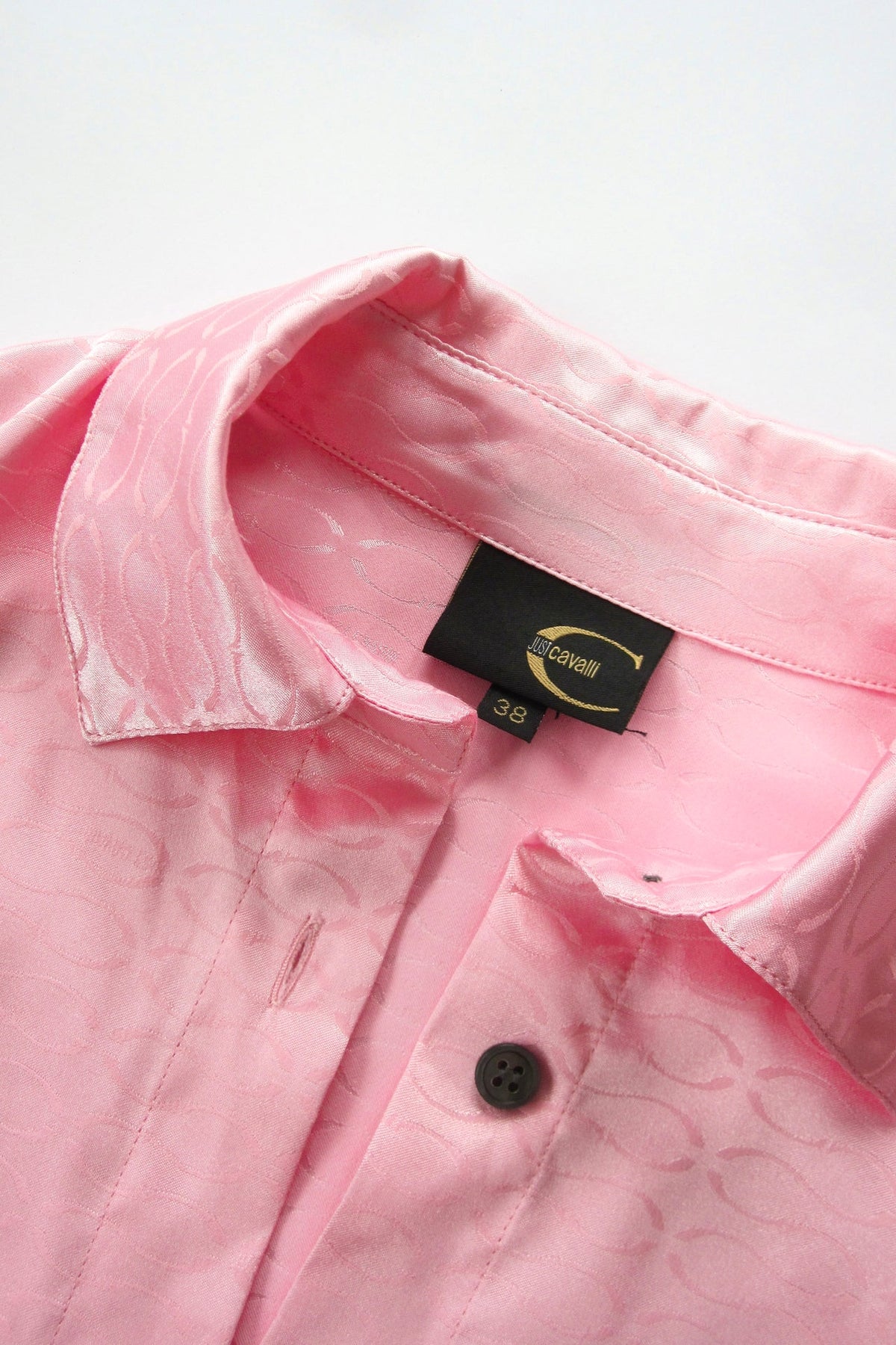 Roberto Cavalli ‘Just Cavalli’ Pink Satin Button Down Blouse