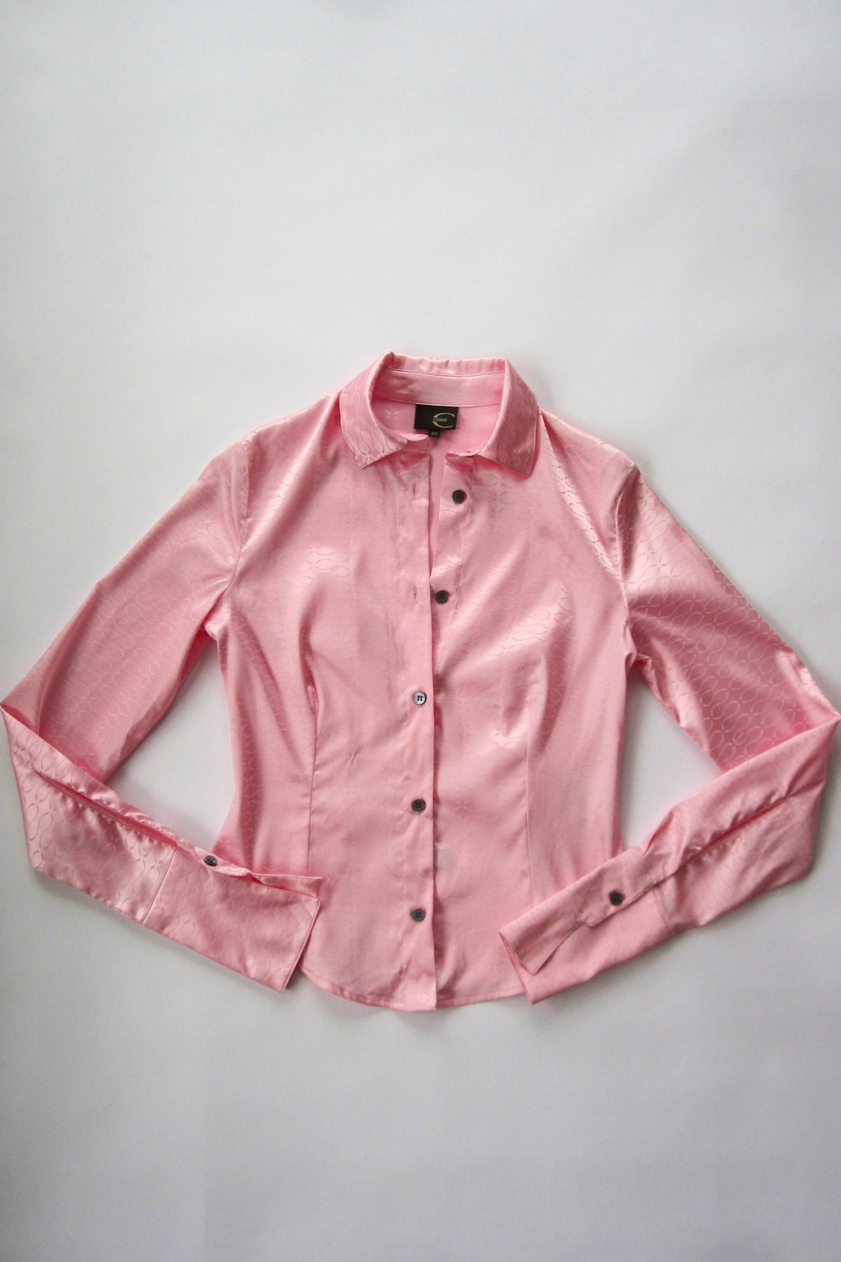 Roberto Cavalli ‘Just Cavalli’ Pink Satin Button Down Blouse