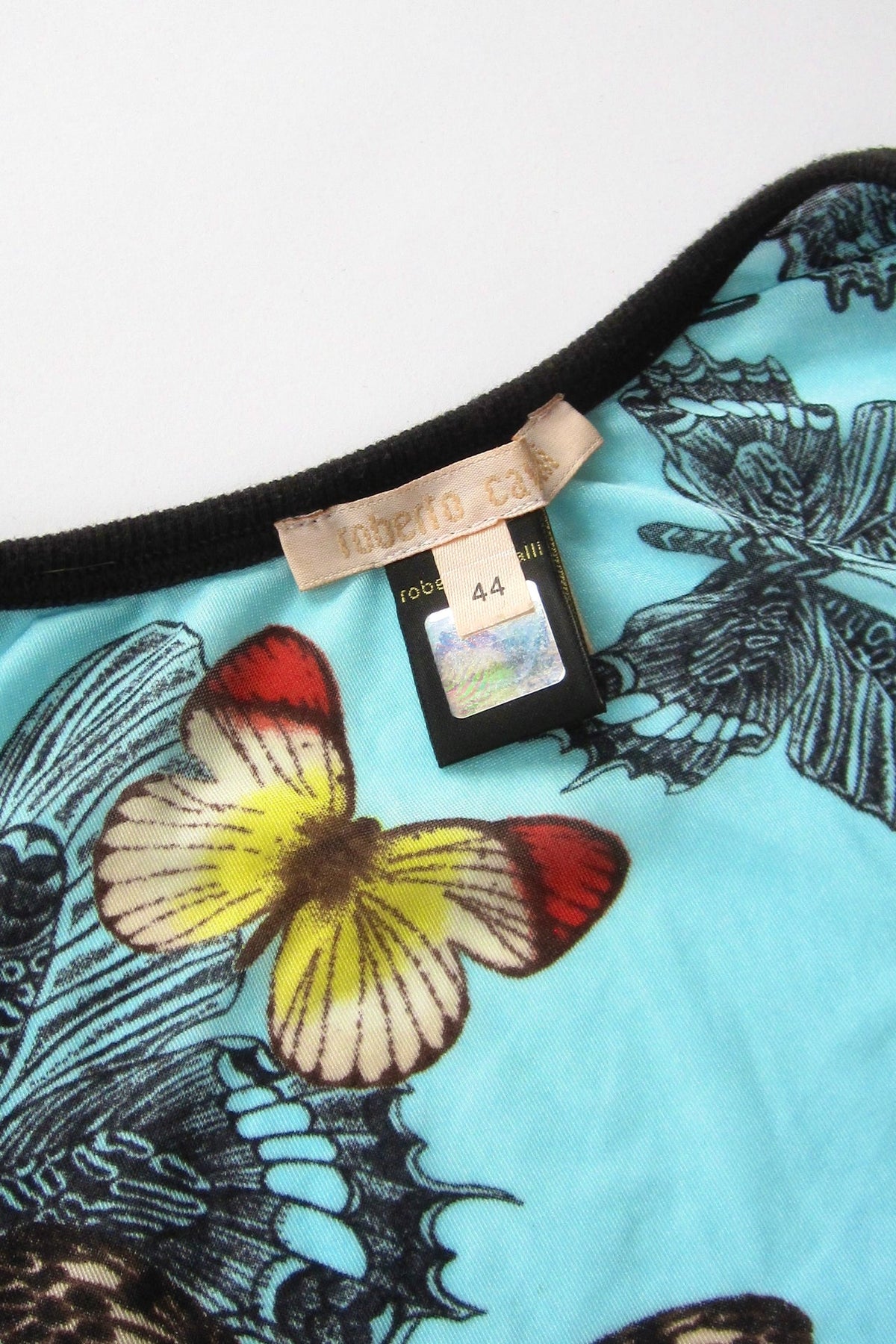 2000s Roberto Cavalli Blue Butterfly Top