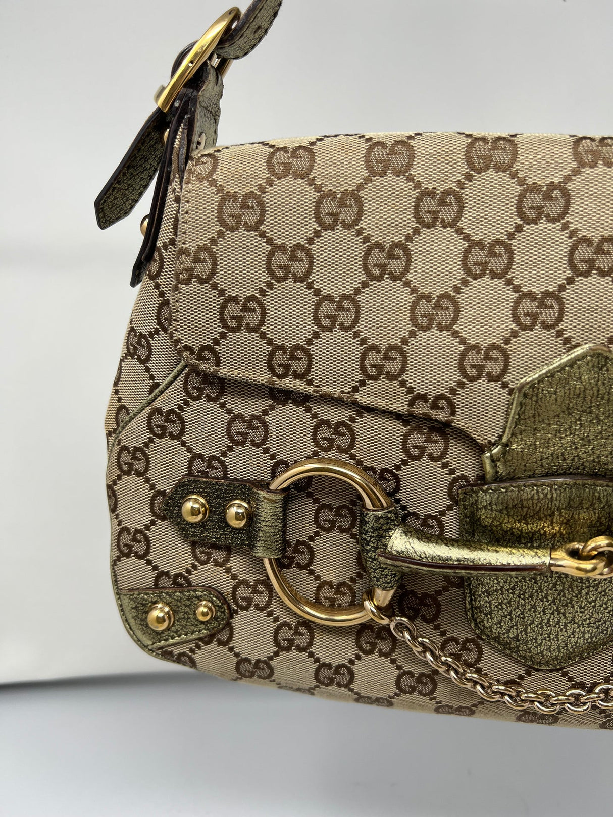 Gucci GG Canvas Tan Shoulder Bag